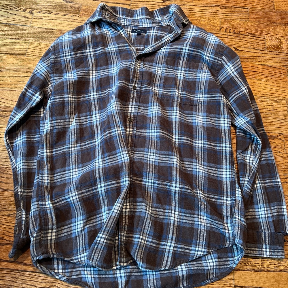 brown, blue and white flannel croft&barrow